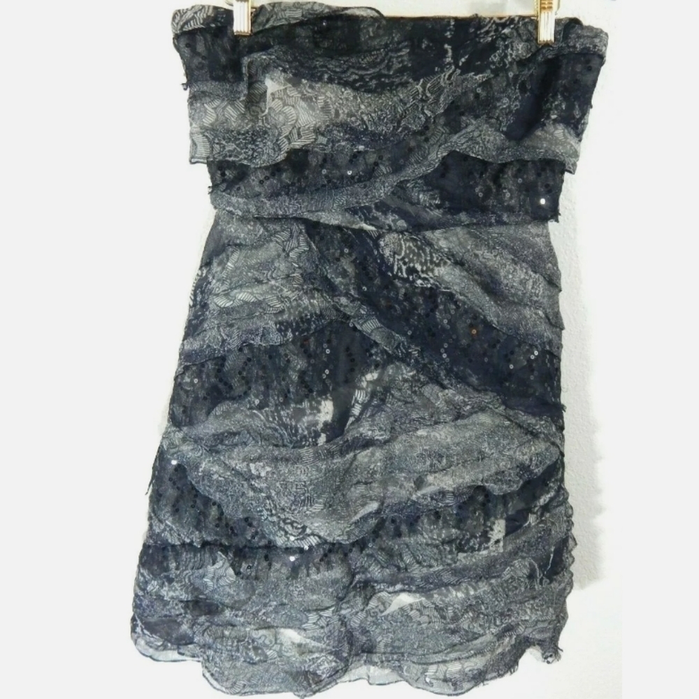 Tracy Reese Strapless Ruffle Sequin Dress